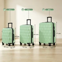 HOMCOM 3-Piece Suitcase Set, Hard Shell Carry On & Checked Luggage Set with TSA Lock, 20/24/28 Inch, Green(m-3)