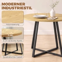 HOMCOM Runder Esstisch für 4 Personen Runder Küchentisch Stahlgestell 100cm Natur Schwarz(m-6)