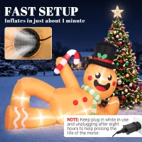 Outsunny 9.8ft Giant Christmas Inflatable Gingerbread Man Side-Lying, Outdoor Blow Up Christmas Decoration with LEDs, Bag(m-5)