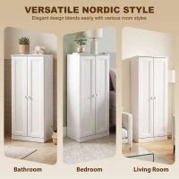 HOMCOM Narrow Bathroom Cabinet, Slim Storage Cabinet with 2 Doors & 4 Tiers, Freestanding Narrow Cupboard(m-8)