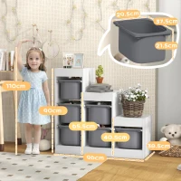 AIYAPLAY Toy Storage Organiser, Three-Layer Kids Toy Storage Units, with Removable Bins, for Ages 3-8 Years, Grey(m-3)