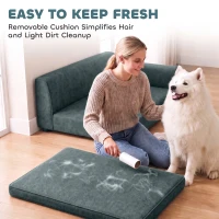 PawHut Canapé pour Chien Lit pour Chien Coussin Déhoussable Lavable Dossier Haut Accoudoirs Velours 101x66x34,5cm Gris(m-8)