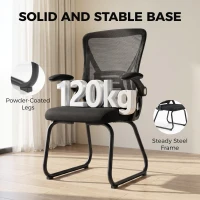 HOMCOM Office Chair, Ergonomic Desk Chair No Wheels with Mesh Backrest and Steel Legs for Home Conference Room, Black(m-7)