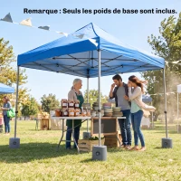 Outsunny Lot de 4 Pieds de tonnelle pop-up remplis d'eau ou de sable pieds de sol pour pavillon en HDPE avec vis de sécurité(m-8)