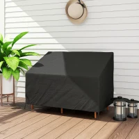 Outsunny 600D Oxford Cloth Furniture Cover, 2 Seater Sofa Protector for Garden Patio, Outdoor, Waterproof, Black, 140L x 84W x 56/94H cm(m-8)