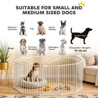 PawHut Barrière de sécurité en métal parc enclos pliable et modulable pour chien et enfant 10 panneaux 61 x 75 cm blanc(m-9)