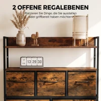 HOMCOM Schlafzimmer Kommode mit 7 Schubladen und Stahlrahmen, Stoffkommode in  Rustikal-Braun(m-5)