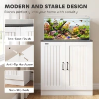 PawHut Fish Tank Stand, 20-29 Gallon Aquarium Stand with Cabinet Storage, Power Outlets and Anti-Tip Kit, White(m-8)
