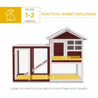 PawHut Rabbit Hutch Outdoor Wooden Guinea Pig Hutch Rabbit Run Bunny Cage Small Animal Cage Pull-Out Tray, Brown, 124 x 63 x 93 cm(m-4)