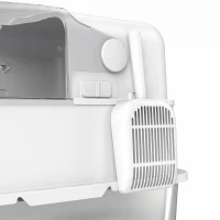 PawHut Bac à Litière pour Chat en Acier Inox avec Couvercle 3 en 1 Bords Hauts Pelle et Sacs Anti-Odeur XL 70x50x46cm Blanc(m-13)
