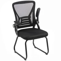HOMCOM Office Chair, Ergonomic Desk Chair No Wheels with Mesh Backrest and Steel Legs for Home Conference Room, Black(m-14)