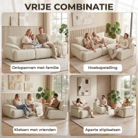 HOMCOM 3-zitsbank 260 cm van chenille, frameloze modulaire bank met extra breed en diep zitvlak en brede armleuningen(m-8)