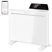 HOMCOM Smart Panel Heater Wall Mounted/Freestanding, Electric Heater with Weekly Timer, Open Window & Anti-Frost, 1000W, White(m-14)
