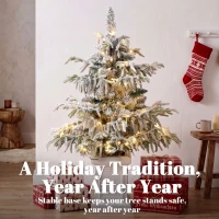 HOMCOM 3ft Prelit Flocked Christmas Tree, Artificial Snow Flocked Spruce with 100 Warm White LED Lights, 8 Modes, Green(m-9)