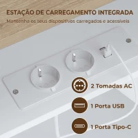 HOMCOM Móvel para TV Suspenso com LED RGB, Tomadas, Armário e 2 Gavetas, para TV até 65", 140x24x20 cm, Branco(m-6)