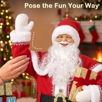 HOMCOM 5ft Life Size Singing Santa Claus, Animated Santa with Rotating Head, Waving Hand, Posable Arms, Sound Touch Activated(m-6)