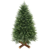 HOMCOM 5ft Artificial Christmas Tree, Hinged Xmas Tree with Realistic 513 PE & PVC Branch Tips, Fir Wood Base, Green(m-14)