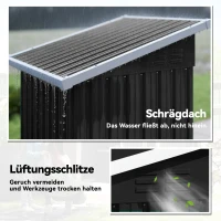 Outsunny Metall Gerätehaus 0,74 m² Geräteschuppen mit Pultdach Lüftungsöffnungen Abschließbarer Tür 107,5 x 91 x 185 cm(m-5)