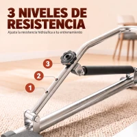 HOMCOM Máquina de Remo Hidráulico Plegable con 3 Niveles de Resistencia Monitor Digital y Pedal Antideslizante para Fitness en Casa Acero 129x70x70 cm Negro y Plata(m-5)
