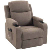HOMCOM Riser Recliner Chair with Massage and Heat, Linen Electric Lift Armchair for Elderly with Spring Cushion, Brown(m-15)