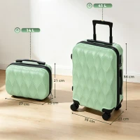 HOMCOM 2-Piece Luggage Set, ABS Hard Shell Carry On Suitcase Set with TSA Lock, Spinner Wheels, 12/20 inch, Green(m-3)