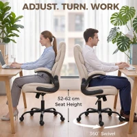HOMCOM Office Chair, Executive Desk Chair with Flip-up Armrest, Thick Padding, 360 Degree Swivel, Cream White(m-4)