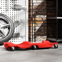 HOMCOM Low Profile Rolling Shop Creeper, Padded Headrest, Dual Tool Trays, 6 Swivel Casters, 150 kg, Red(m-9)
