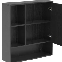 HOMCOM Bathroom Mirror Cabinet, Wall-Mounted Bathroom Cabinet with Mirror Door, Adjustable Shelves, Black(m-12)