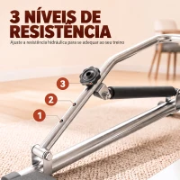 HOMCOM Máquina de Remo Hidráulico Dobrável com 4 Níveis de Resistência Ecrã Digital e Pedal Antiderrapante para Fitness em Casa Aço 129x70x70cm Preto e Prata(m-5)