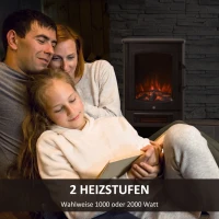 HOMCOM Elektrische kachel met vlameffect thermostaat 1000 W / 2000 W 20 ㎡ zwart metaal 25 x 25,4 x 52 cm(m-8)