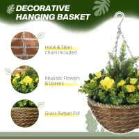 Outsunny Set of Two Hanging Lisianthus Flower Pots - Yellow/Green(m-4)