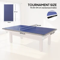 SPORTNOW 9 ft Folding Ping Pong Table Top for Billiard Tables, Table Tennis Conversion Top with Net, Foam Padding, Blue(m-3)