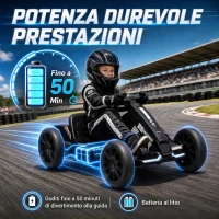 AIYAPLAY Go-Kart Elettrico per Bambini 3-6 Anni con Doppio Motore 12V, Fari LED, 1.5-4 km/h, Nero(m-6)