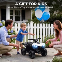 AIYAPLAY 6V Kids ATV, 4 Wheeler Electric Ride on Car with Music and LED Headlights, for Ages 18-56 Months Boys and Girls, White(m-7)