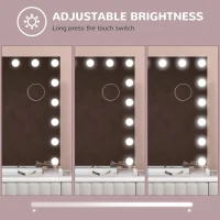 HOMCOM Hollywood Vanity Mirror with Lights, Large 80x62 cm Lighted Makeup Mirror with 3 Colour, 18 LED Bulbs, 10X Magnifying, USB Charging Port, Touch Screen, Tabletop or Wall Mounted Design, White(m-6)