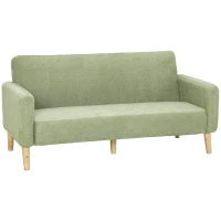HOMCOM Canapé 2 places 160 cm Toucher Velours Rembourrage Épais Assise Large et Pieds en Bois de Caoutchouc Vert(m-7)