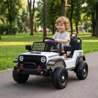AIYAPLAY Kinder Elektroauto 12V Elektroauto für Kinder mit Fernbedienung Lithium-Akku 2 Motoren Sanftanlauf 4-Rad-Federung Weiß(m-10)