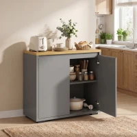 HOMCOM Kitchen Sideboard, Storage Cabinet with Double Doors and Adjustable Shelf for Living Room, Entryway, Grey(m-12)
