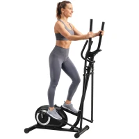 SPORTNOW Crosstrainer für Zuhause Ellipsentrainer mit Bluetooth App-Kompatibilität 8 Widerstandsstufe Schwungrad LCD-Monitor Grau(m-12)
