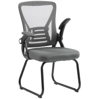 HOMCOM Office Chair, Ergonomic Desk Chair No Wheels with Mesh Backrest and Steel Legs for Home Conference Room, Dark Grey(m-14)