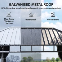 Outsunny 2 x 3.5 m Hardtop Gazebo with Galvanised Steel Roof, Waterproof Permanent Pavilion Garden Gazebo with Netting and Curtains for Patio, Deck, Dark Grey(m-4)