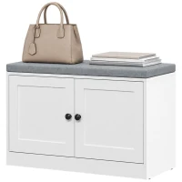 HOMCOM Schuhbank mit gepolstertem Kissen, 80x35.5x52.5 cm, Weiß(m-7)