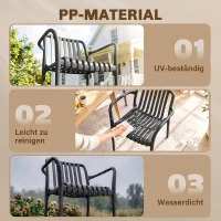 Outsunny Gartenstühle 4er Set Stapelbare Terrassenstühle mit Lamelldesign Armlehnen, Ergonomisch Dunkelgrau(m-5)
