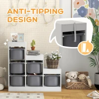 AIYAPLAY Toy Storage Organiser, Three-Layer Kids Toy Storage Units, with Removable Bins, for Ages 3-8 Years, Grey(m-6)