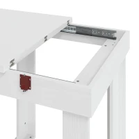 HOMCOM Folding Dining Table Under-Table Storage Extendable Kitchen Table Steel Rail White(m-10)