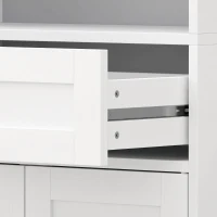 HOMCOM Buffet Haut Cuisine, Armoire Cuisine, 4 Portes à Fermeture Douce, Tiroir, Compartiment Ouvert, Étagères Réglables, Blanc(m-12)
