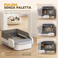 PawHut Lettiera Gatto Autopulente Controllo App WIFI, Design Aperto, Contenitore Rifiuti 10L, Gatti 1.5-8 kg(m-4)