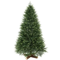 HOMCOM 6ft Artificial Christmas Tree, Hinged Xmas Tree with Realistic 751 PE & PVC Branch Tips, Fir Wood Base, Green(m-14)