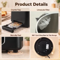 HOMCOM Kettle and Toaster Set with LED Touch Screen, Kettle with Strix Thermostat, 2 Slice Toaster w/ 6 Browning Levels, Black(m-9)