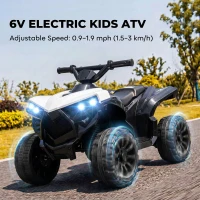 AIYAPLAY 6V Kids ATV, 4 Wheeler Electric Ride on Car with Music and LED Headlights, for Ages 18-56 Months Boys and Girls, White(m-4)